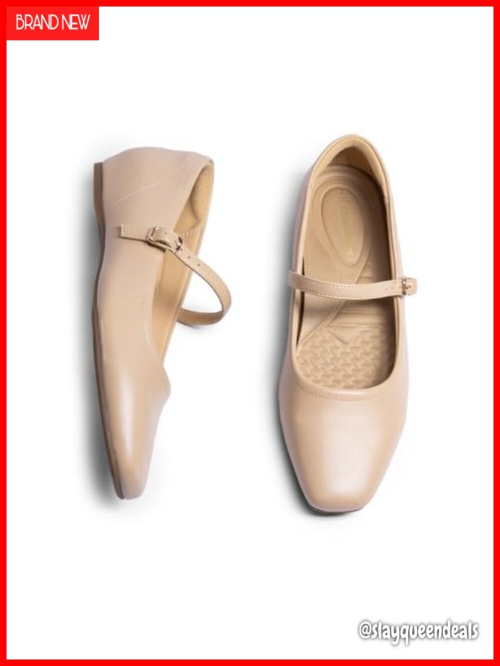 Mary Jane Flats Vegan PU Leather Arch Support Hidden Wedge Comfort